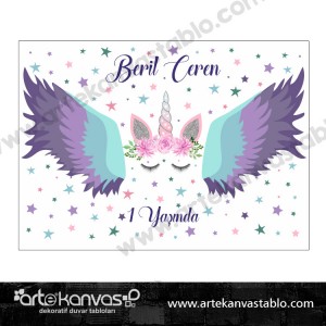 Doğum Günü Pano / Branda Afiş Unicorn Temalı 