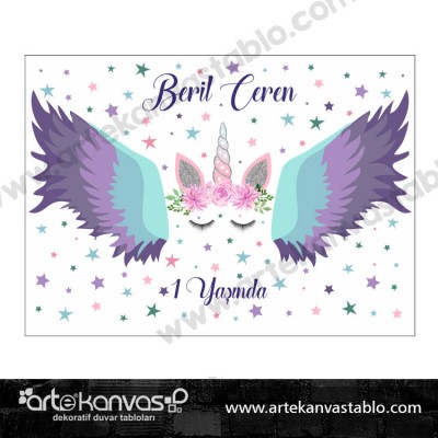 Doğum Günü Pano / Branda Afiş Unicorn Temalı 