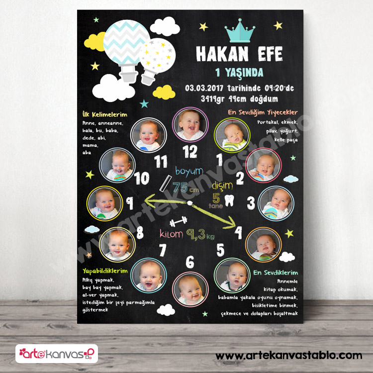 Dogum_gunu_ani_panosu_104_resimli-saat-1.jpg 1 Yaş Doğum Günü Anı Panosu Saat Görünümlü 104 - Görsel 1