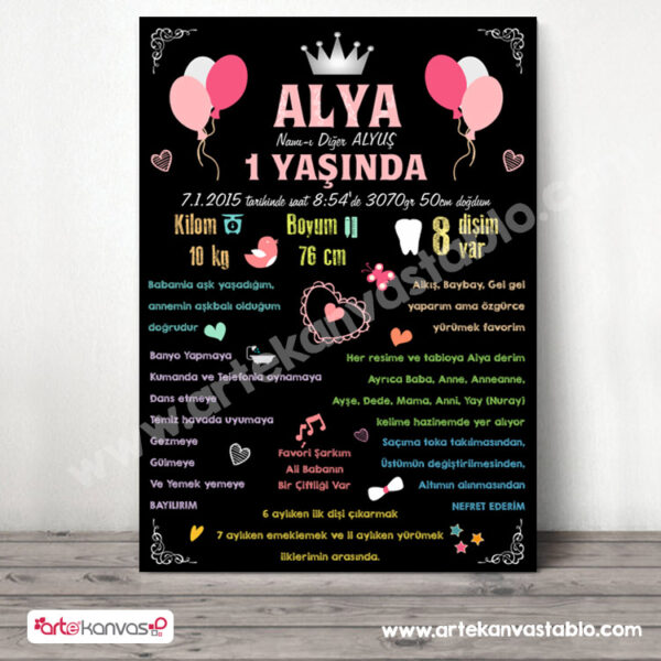 1 Yaş Doğum Günü Panosu Prenses Temalı 012