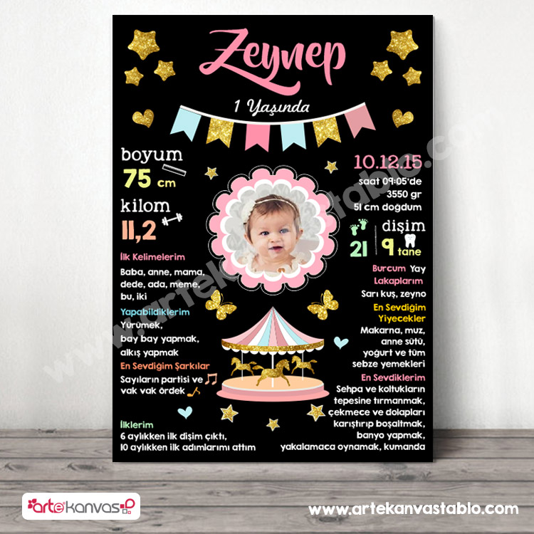 Dogum_gunu_ani_panosu_chalkboard_80_atlikarinca-1.jpg 1 Yaş Doğum Günü Panosu Atlı Karınca Tema 080 - Görsel 1